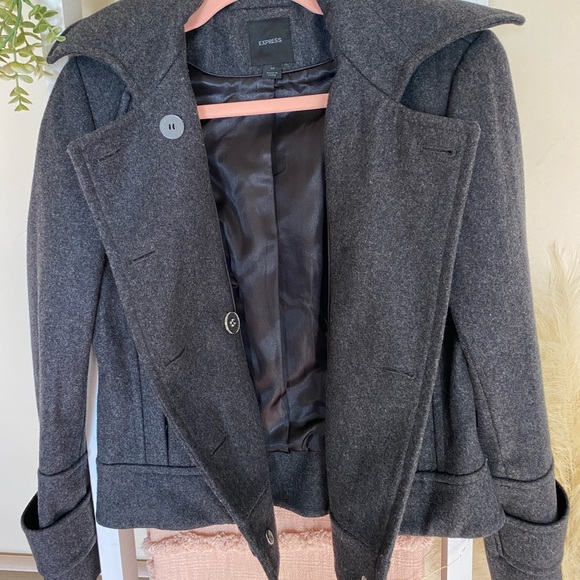 Express Grey Wool Coat - Picture 5 of 9